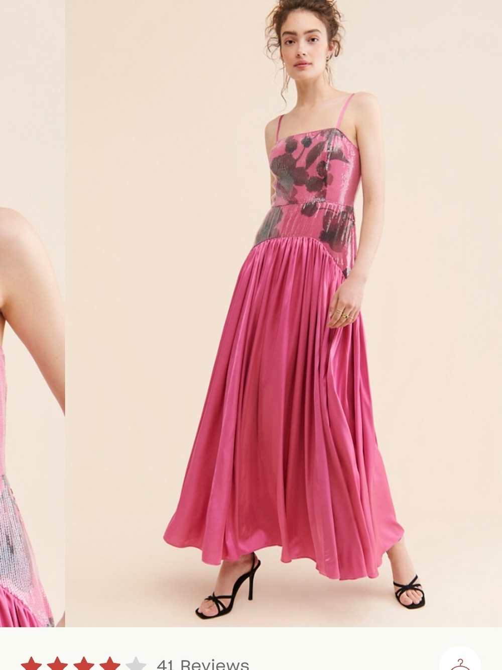 Hutch Fuchsia Sequin Bodice Spaghetti Strap Maxi Dress
